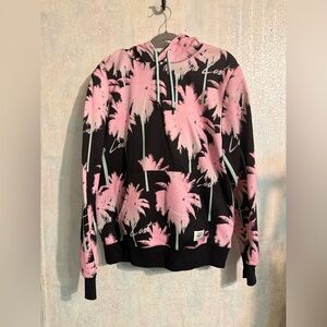 Wesc Pink and Black Palm Tree Sweatshirt, Beachy, Casual, Unisex Confortable